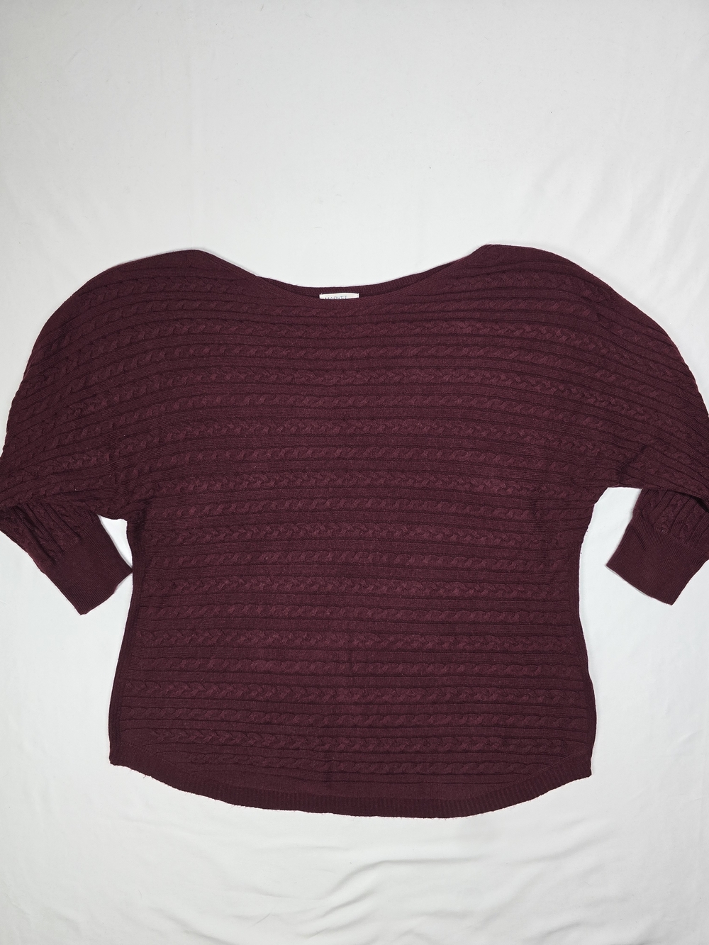 Market & Spruce Burgundy Cable Knit Dolman Sweater L